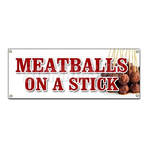 Signmission MEATBALLS ON A STICK BANNER SIGN italian grilled snack meat balls food B-Meatballs On A Stick - main